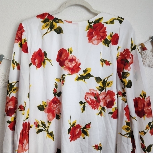 Show Me Your Mumu Jamie White Floral Long Sleeve Slip Tunic Mini Dress Boho M - Picture 5 of 13